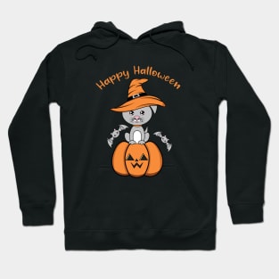 Happy Halloween Cute dog, Kawaii black dog with pumpkin Hoodie